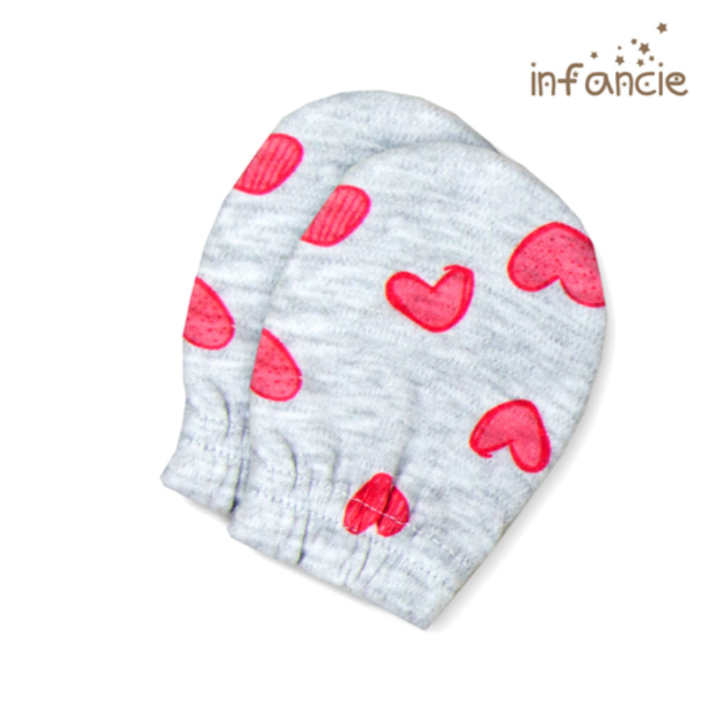 Infancie Newborn Baby No-Scratch Mittens Set of 2 Pcs (100% Cotton) Pink